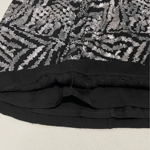 Theory Silk Mini Sequin‎ Skirt Black Silver Size 2 - Picture 11 of 15